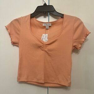 NWT The Top Shop short sleeve ruched front crop top size S